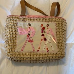 Straw appliquéd bag